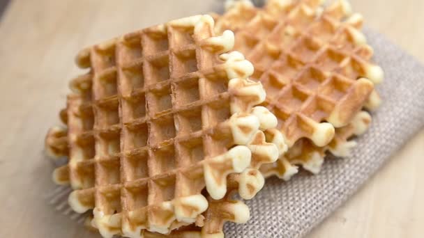 Freshly belgian waffles — Stock Video