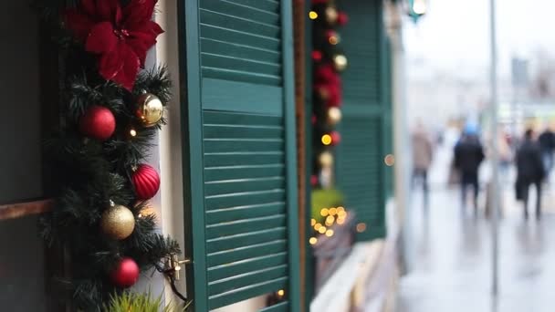Рождественский уличный декор — стоковое видео