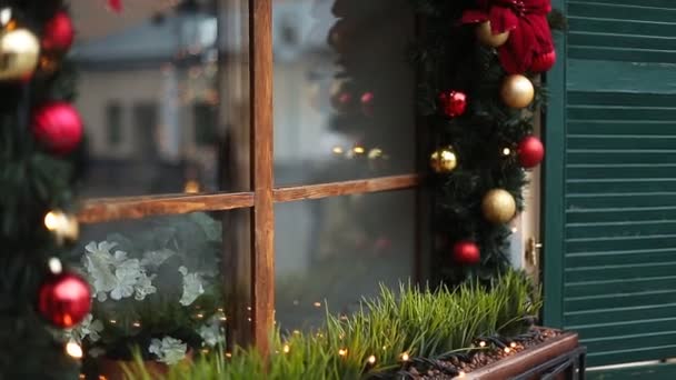 Decoración de la calle de Navidad — Vídeo de stock