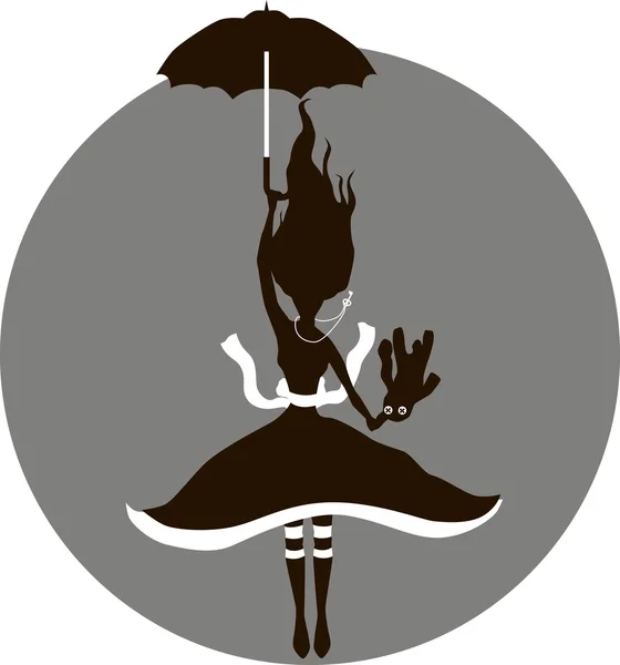 Alice se eleva en el paraguas — Vector de stock