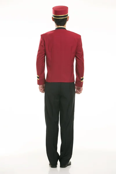 Wearing Chinese clothing waiter in front of a white background — Stock Photo, Image