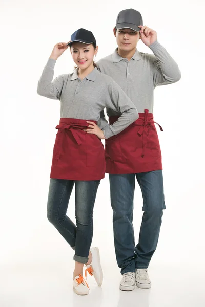 Beyaz arka planda duran T-shirt garson her türlü giyim