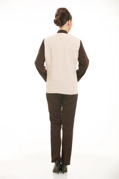 Dressed in overalls who stand in front of a white background — Stock Photo, Image