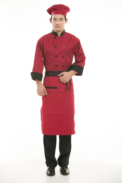 Wearing all kinds of clothing chef dietitian in front of white background — Stock Photo, Image