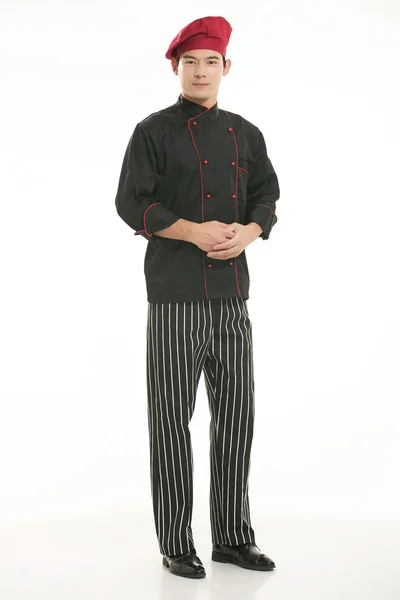 Wearing all kinds of clothing chef dietitian in front of white background — Stock Photo, Image