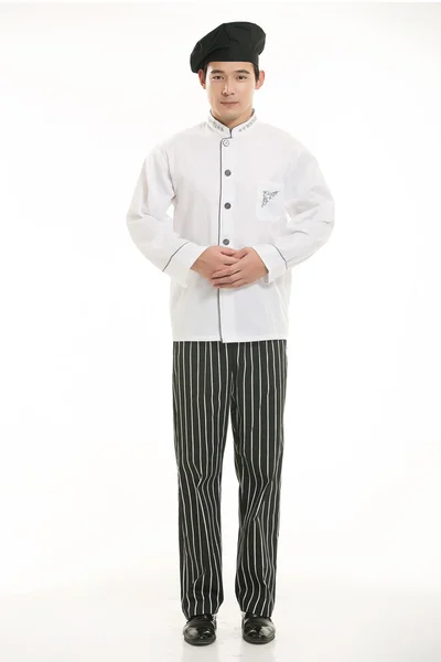 Wearing all kinds of clothing chef dietitian in front of white background — Stock Photo, Image