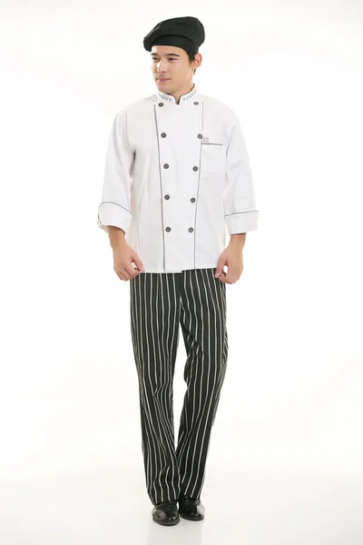 Wearing all kinds of clothing chef dietitian in front of white background — Stock Photo, Image