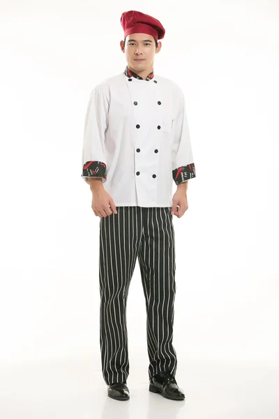 Wearing all kinds of clothing chef dietitian in front of white background — Stock Photo, Image