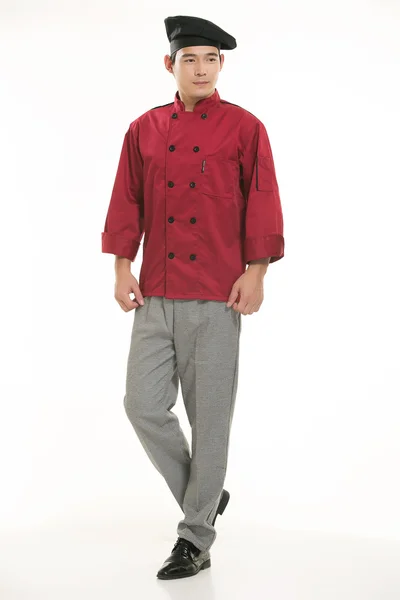 Wearing all kinds of clothing chef dietitian in front of white background — Stock Photo, Image