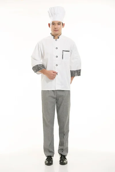 Wearing all kinds of clothing chef dietitian in front of white background — Stock Photo, Image