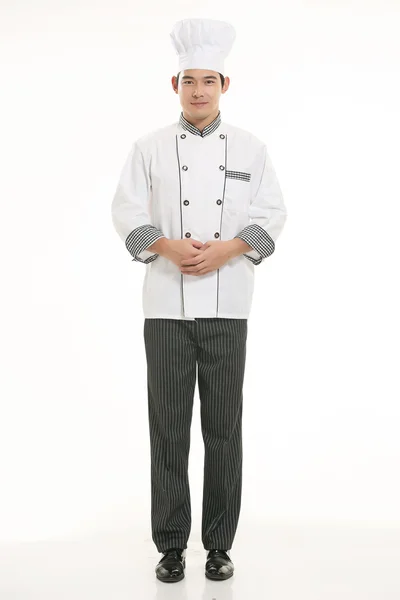 Wearing all kinds of clothing chef dietitian in front of white background — Stock Photo, Image