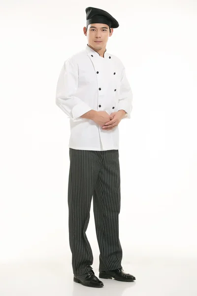 Wearing all kinds of clothing chef dietitian in front of white background — Stock Photo, Image