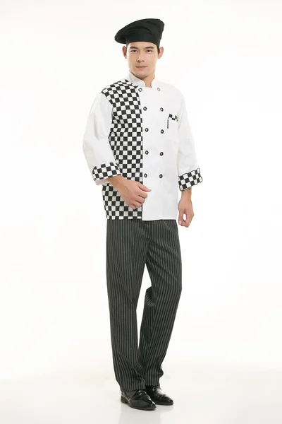 Wearing all kinds of clothing chef dietitian in front of white background — Stock Photo, Image