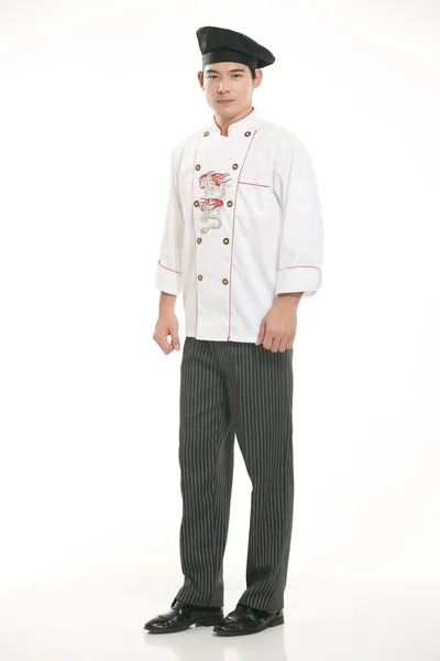 Ношение всех видов одежды шеф-повар диетолог на белом фоне — стоковое фото