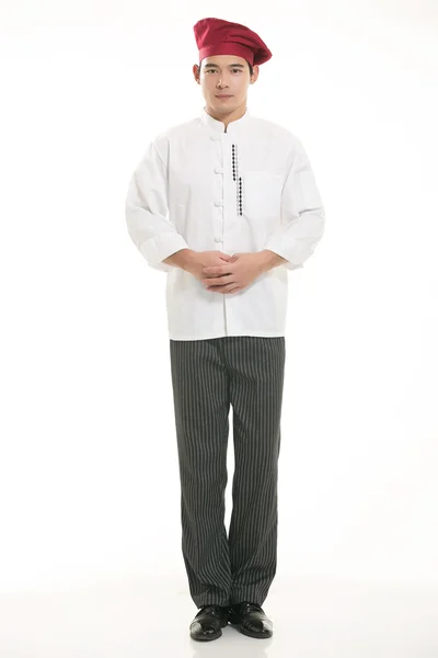 Noszenie wszelkiego rodzaju ubrania szefa kuchni dietetyk przed białym tle — Zdjęcie stockowe