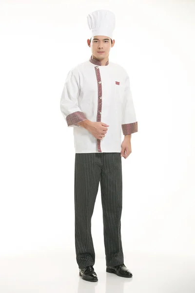 Wearing all kinds of clothing chef dietitian in front of white background — Stock Photo, Image