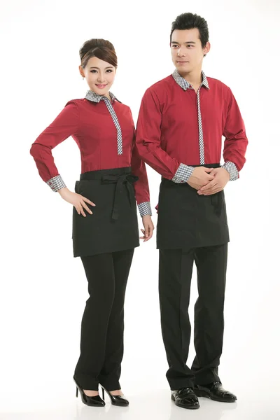 Kleidung tragen Beruf chinesische Kellner in weißem Hintergrund — Stockfoto