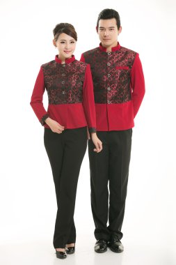 Çin çelik yelek giyen erkekler beyaz arka planda