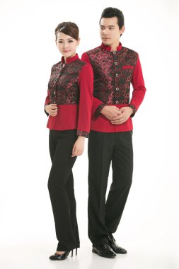 Çin çelik yelek giyen erkekler beyaz arka planda