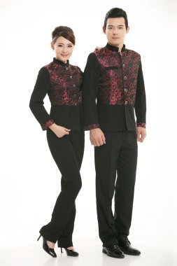 Çin çelik yelek giyen erkekler beyaz arka planda