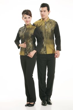 Çin çelik yelek giyen erkekler beyaz arka planda