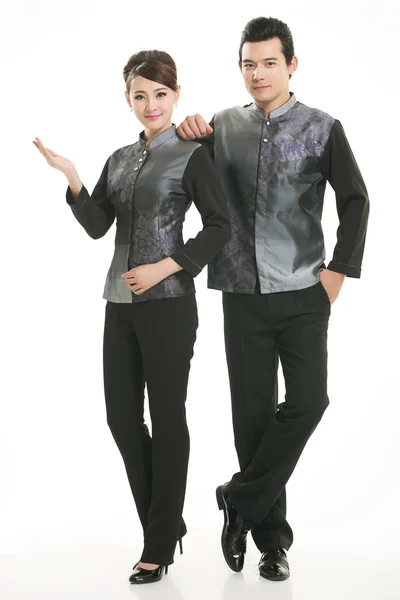 Wearing a vest China men in white background — Stock Photo, Image
