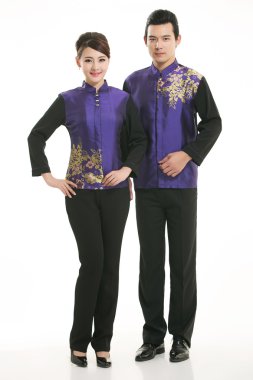 Çin çelik yelek giyen erkekler beyaz arka planda