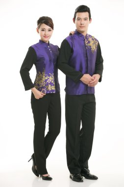 Çin çelik yelek giyen erkekler beyaz arka planda