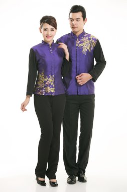 Çin çelik yelek giyen erkekler beyaz arka planda