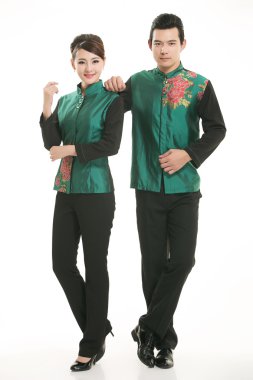 Çin çelik yelek giyen erkekler beyaz arka planda