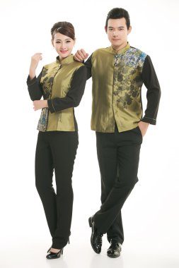 Çin çelik yelek giyen erkekler beyaz arka planda