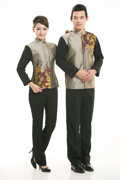 Wearing a vest China men in white background — Stock Photo, Image