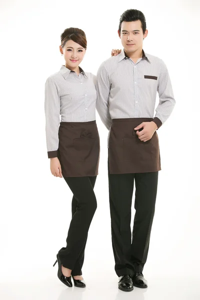 Çin çelik yelek giyen erkekler beyaz arka planda