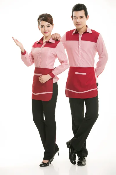 Porter des vêtements occupation serveurs chinois en arrière-plan blanc — Photo