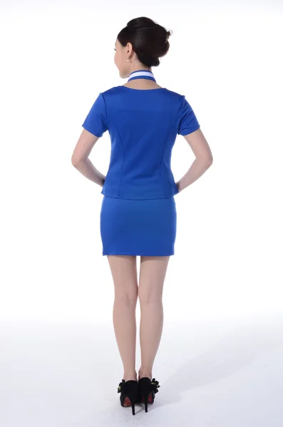 Active girl wear professional attire in front of a white background — Stock Photo, Image