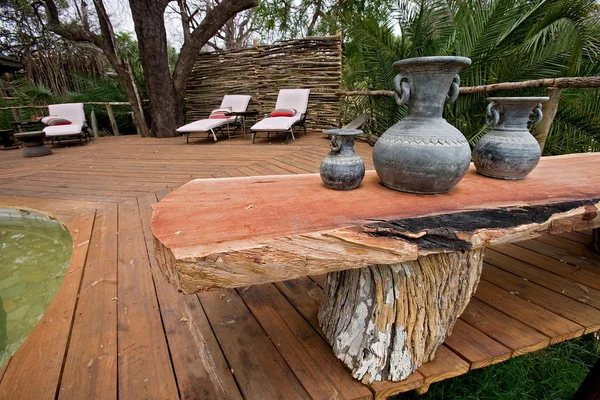 Belo terraço de madeira — Fotografia de Stock