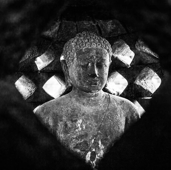 Buddha statue in Borobudur Temple — Stock Photo, Image