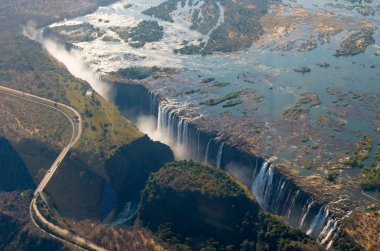 The Victoria falls is the largest curtain of water in the world. clipart