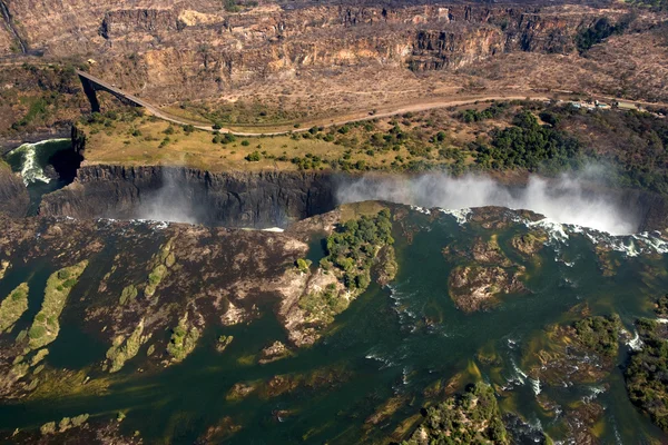 La cascata Victoria è la più grande cortina d'acqua del mondo . — Foto Stock