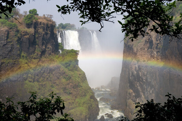 Victoria Falls. A general view of a rainbow