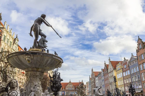 Neptunus fontän i gdansk, Polen — Stockfoto