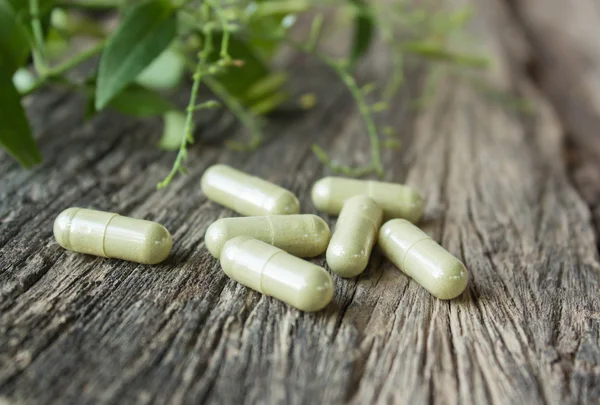 Herbal medicine in capsules — Stock Photo, Image