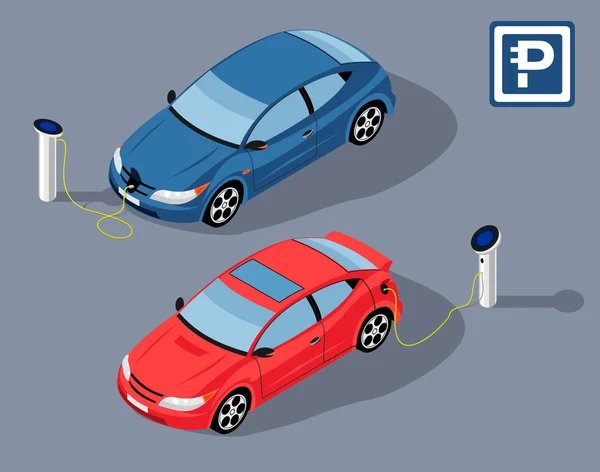 Estacionamiento electrocoche — Vector de stock