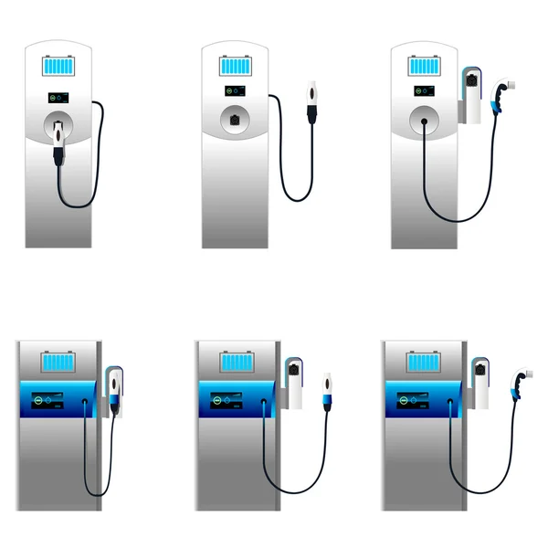 Electric car laddning kolumnen set 2 — Stock vektor