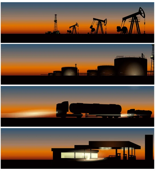 Étapes de la production de carburant — Image vectorielle