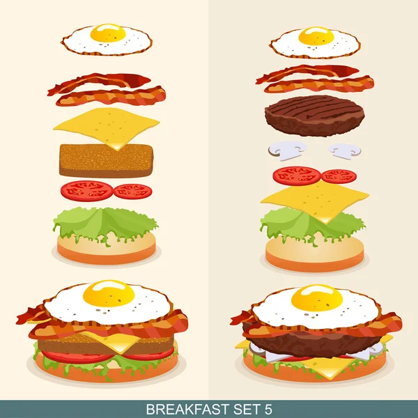 Juego de hamburguesas 5 — Archivo Imágenes Vectoriales