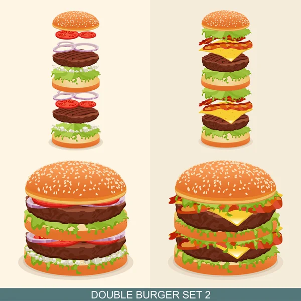 Burger zestaw 2 — Wektor stockowy