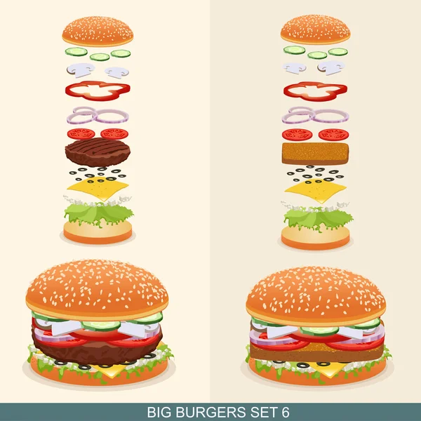 Hamburger instellen 6 — Stockvector