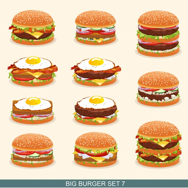 Burger 7 ayarla — Stok Vektör