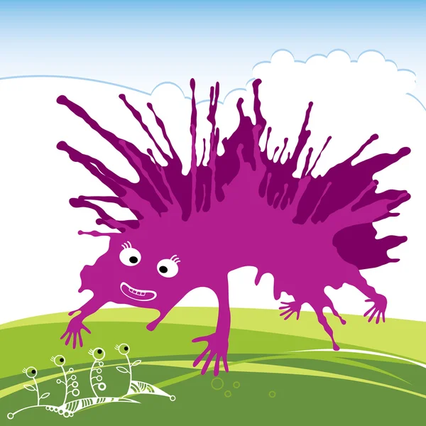 Violet drôle monstre — Image vectorielle